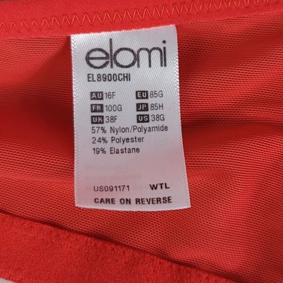 Elomi Matilda Plunge Bra Red 38G Underwire Unlined Adj Side Panels J Hook Chilli - Picture 10 of 10